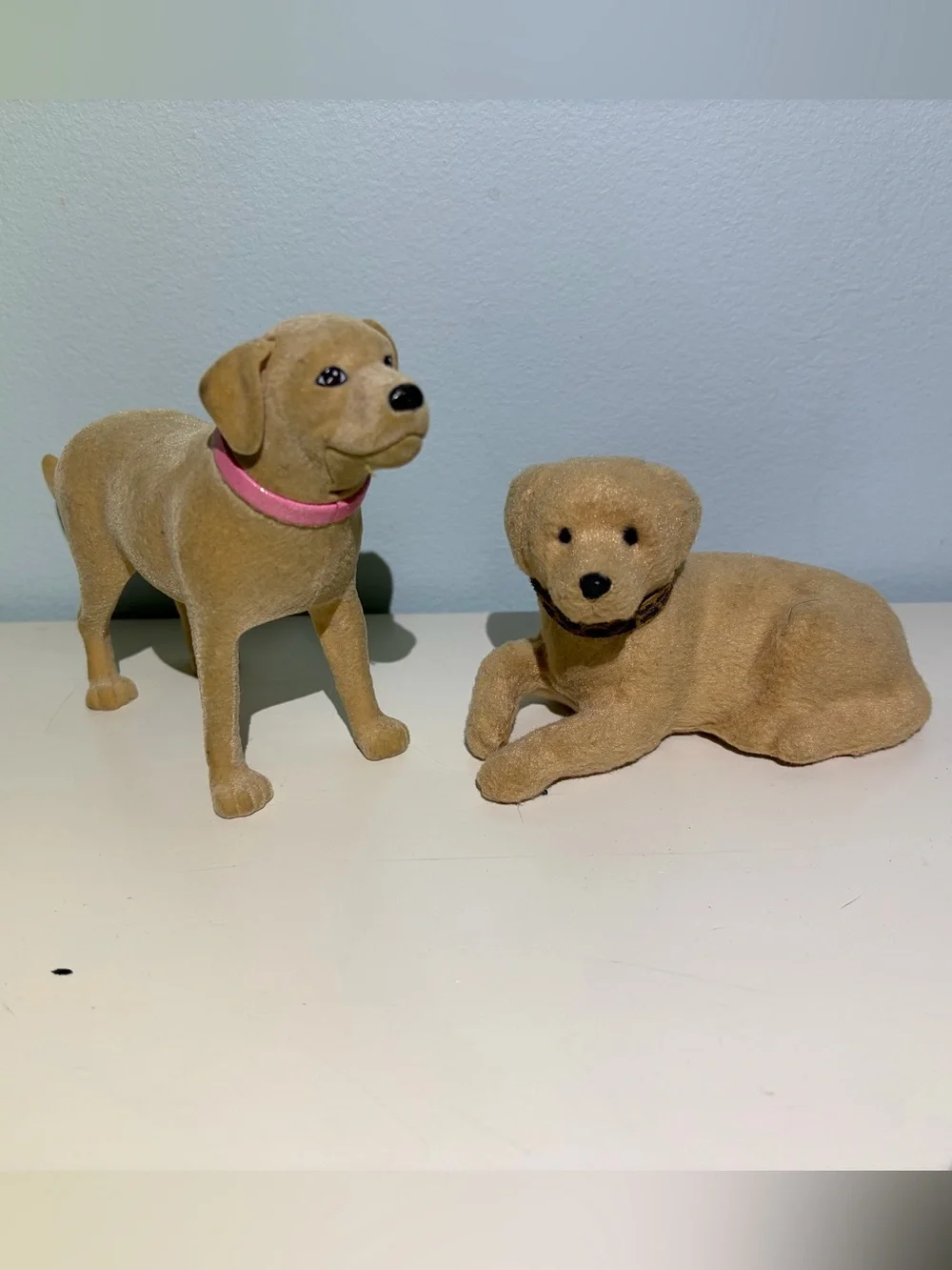 Set of 2 Barbie Doll or 11” Doll Yellow Labrador Retriever Pet Dog Figurine Toys